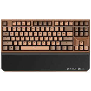 HEXGEARS X3 Teclado Ergonômico Sem Fio Recarregável Reduz a Tensão das Mãos com Teclado de Máquina de Escrever e Luz LED, Marrom