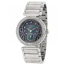 Relógio Soiree Elite 504B 34mm com mostrador preto e pulseira de aço inox prateada - Stuhrling.