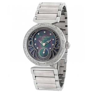 Relógio Soiree Elite 504B 34mm com mostrador preto e pulseira de aço inox prateada - Stuhrling.