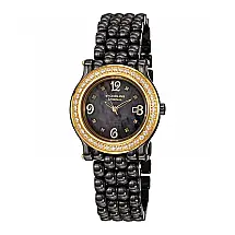 Relógio Stuhrling Fusão 955 35mm, Mostrador Preto, Pulseira de Cerâmica Preta Elegante