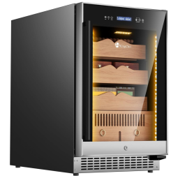 Umidor para Charutos Elétrico com Capacidade para 650 Charutos, Display Digital, Higrômetro de Gaveta e Sistema de Umidificação Integrado