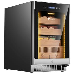 Umidor para Charutos Elétrico com Capacidade para 650 Charutos, Display Digital, Higrômetro de Gaveta e Sistema de Umidificação Integrado