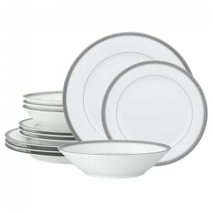 Aparelho de Jantar, Elegância e Sofisticação para Sua Mesa com 12 Peças, Formato Redondo e Material de Porcelana, Noritake, Branco