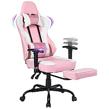 VON RACER Cadeira de Escritório Gamer Ajustável e Reclinável com Apoio para Lombar, Rosa