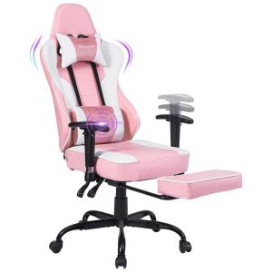 VON RACER Cadeira de Escritório Gamer Ajustável e Reclinável com Apoio para Lombar, Rosa