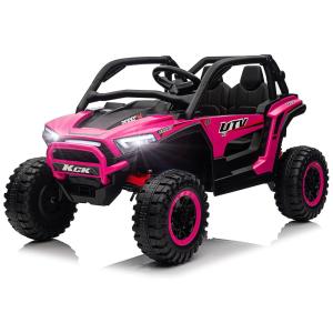 Carro Elétrico Infantil, Jeep UTV com Controle Remoto, 2 Assentos, Música, Pneus EVA, Amortecedores Traseiros e Luzes LED, 24V, NEWQIDA