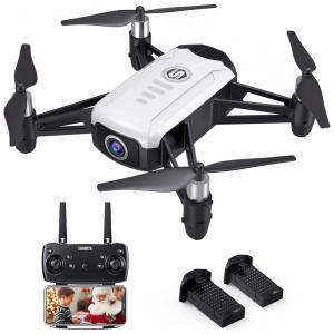 Drones para Adultos e Crianças com Câmera HD Controle por Gesto e Gravidade, 2 Baterias, SANROCK H818D, Branco