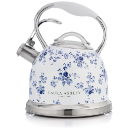 Chaleira para fogão Laura Ashley China Rose VQ inox com apito, cabo em silicone, 3 L, estampa floral