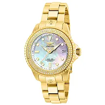 Relógio Feminino Automático Pro Diver 0,6 quilates com Mostrador Madrepérola, Invicta 23337, Dourado