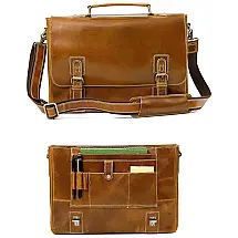 Viosi Bolsa Masculina de Couro Marrom para Laptop até 15,6" - Resistente e Elegante