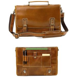 Viosi Bolsa, Pasta de Couro Masculina para Laptop, Marrom