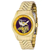 Relógio Feminino NFL Minnesota Vikings, Invicta 42537, Dourado e Roxo