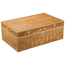 Humidor HANDIYA Dourado 70 Charutos com Higrômetro e Madeira de Cedro 36x23x13cm