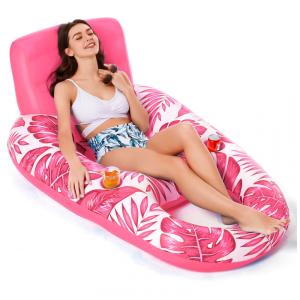 Boia Inflável para Piscina Jasonwell Tropical Rose Encosto Apoio para Pés Porta-Copos X-Large