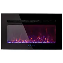Lareira Elétrica de Embutir A44x76L Digital, Luz LED, Chama Ajustável e Temporizador, 1500W, 110v, CAMPER COMFORT, Rosa