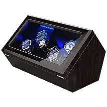 Caixa, Estojo Rotativo Automático para Relógios com Luz e Painel de Controle, 4 Lugares, INCLAKE 40, Preto