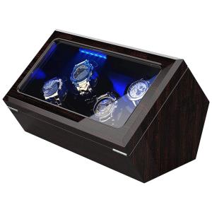 Caixa, Estojo Rotativo Automático para Relógios com Luz e Painel de Controle, 4 Lugares, INCLAKE 40, Preto