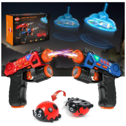 Conjunto de Pistola de Brinquedo com Laser Tag 2 Pistolas, 1 OVNI Voador com Luz LED Colorida e 1 Joaninha para Crianças de 4 a 8 Anos