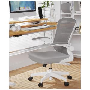 Cadeira de Escritório Ergonômica Giratória com Suporte Lombar, Branca, LETEUKE, Branco