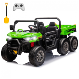 Caminhão Basculante Infantil Elétrico Sopbost Verde 24V 2 Lugares 4 Motores 75W Caçamba Automática 4WD Pneus EVA Controle Bluetooth