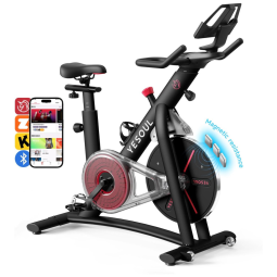 S3 Bicicleta Ergométrica com Suporte para Tablet, Bluetooth e Monitor Cardíaco, 110v, YESOUL, Preto