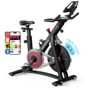 S3 Bicicleta Ergométrica com Suporte para Tablet, Bluetooth e Monitor Cardíaco, 110v, YESOUL, Preto