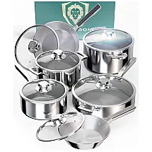 Conjunto de Panelas e Frigideiras com 3 Camadas de Alumínio, 12 Peças, DALSTRONG, Prateado