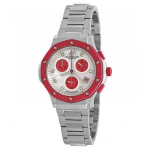 Relógio Feminino Stuhrling Lady Nem Cronógrafo 37mm Mostrador Branco Pulseira Aço Inoxidável Prateado