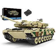 Kit de Construção Tanque Militar RC WW2 Leopard 2 com 1091 Peças, JMBricklayer, Marrom