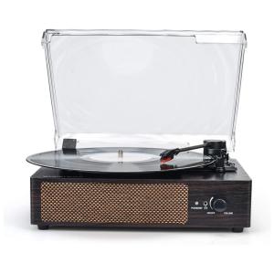 WOCKODER Toca Discos com Fio 3 Velocidades com Alto Falantes, Mala Portátil