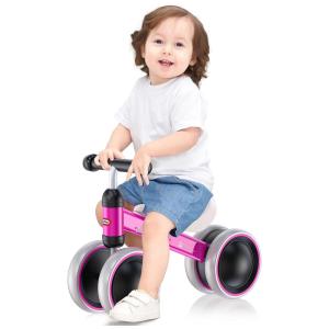 Bicicleta sem Pedal Infantil com 4 Rodas para Crianças de 1 a 4 Anos, DONICO UNO ALLINIZIO, Rosa