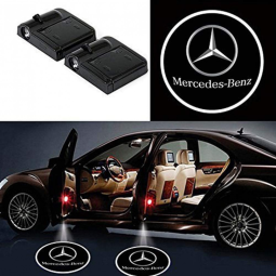 Projetor de Luz de Porta LED MERCEDES BENZ, 2 Unidades, Sem fio, Preto