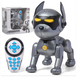 Robô Cachorro Programável Inteligente Top Race com Controle Remoto e 7 Funções para Crianças Acima de 3 Anos, Branco