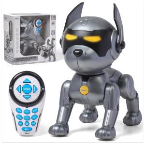 Robô Cachorro Programável Inteligente Top Race com Controle Remoto e 7 Funções para Crianças Acima de 3 Anos, Branco