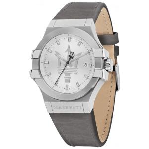 Relógio Analógico Masculino com Pulseira de Couro, MASERATI R8851108018, Cinza