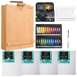 Kit de Pintura Conjunto Artístico com 36 Peças, Inclui 24 Tintas, MEEDEN, Marrom