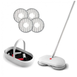 Esfregão Mop Elétrico sem Fio à Bateria com 2 Acessórios Extras, 110v, REECOO, Branco