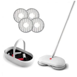 Esfregão Mop Elétrico sem Fio à Bateria com 2 Acessórios Extras, 110v, REECOO, Branco