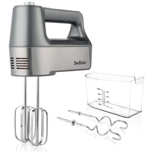 Batedeira de Mão com 5 Velocidades e Acessórios, 250W, 110v, SVEBAKE, Prateado