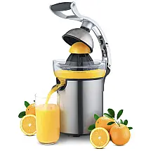 Espremedor Elétrico de Frutas LUUKMONDE em Aço Inoxidável e Alça Ergonômica, 130W, Preto