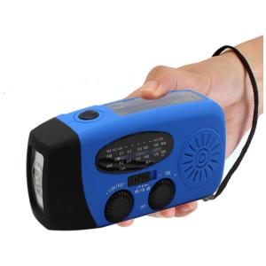 Rádio AM, FM, NOAA Bateria Recarregável Manivela e Solar Carrega Celular pelo USB e Lanterna, EW