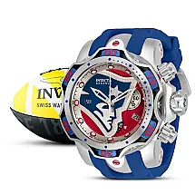 Relógio Masculino de Quartzo NFL New England Patriots, Invicta 33057, Azul, Prata e Vermelho