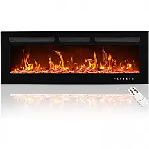 Lareira Elétrica de Embutir A43x76L, com Controle Remoto, 1500W, 110v, E EUHOMY, Preto