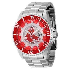 Relógio Masculino de Quartzo MLB Boston Red Sox, Invicta ZG43457, Prata e Vermelho