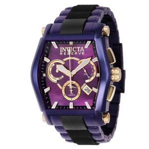 Relgio masculino reserva suo Ronda Z60 calibre com mostrador em madreprola - 46 mm. Preto. Roxo 40957