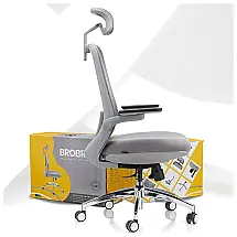 Cadeira de Escritório Ergonômica Giratória com Apoio de Braços e Apoio de Cabeça Ajustável, BROBRIYO Black mesh office chair, Preto