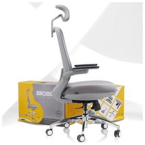 Cadeira de Escritório Ergonômica Giratória com Apoio de Braços e Apoio de Cabeça Ajustável, BROBRIYO Black mesh office chair, Preto