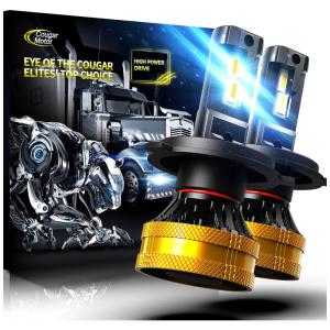 Kit Xenon Lâmpadas Branca 20000 Lumens 6500K, 2 Peças, COUGAR MOTOR H4 9003 LED Bulb, Preto