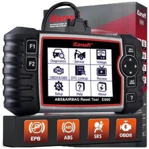 E660 Scanner de Motor Automotivo, suporta 3 Sistemas e 40 Marcas, ICARSOFT, Preto