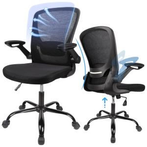 Cadeira de Escritório Ergonômica Giratória com Suporte Lombar e Altura Ajustáveis, ERGOUSIT H9008B, Preto
